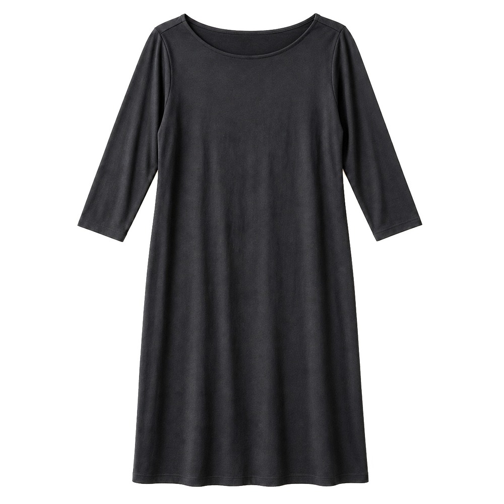 J. Jill Wearever Collection Black Knit Shift Dress 3/4 Sleeves Crew Neck